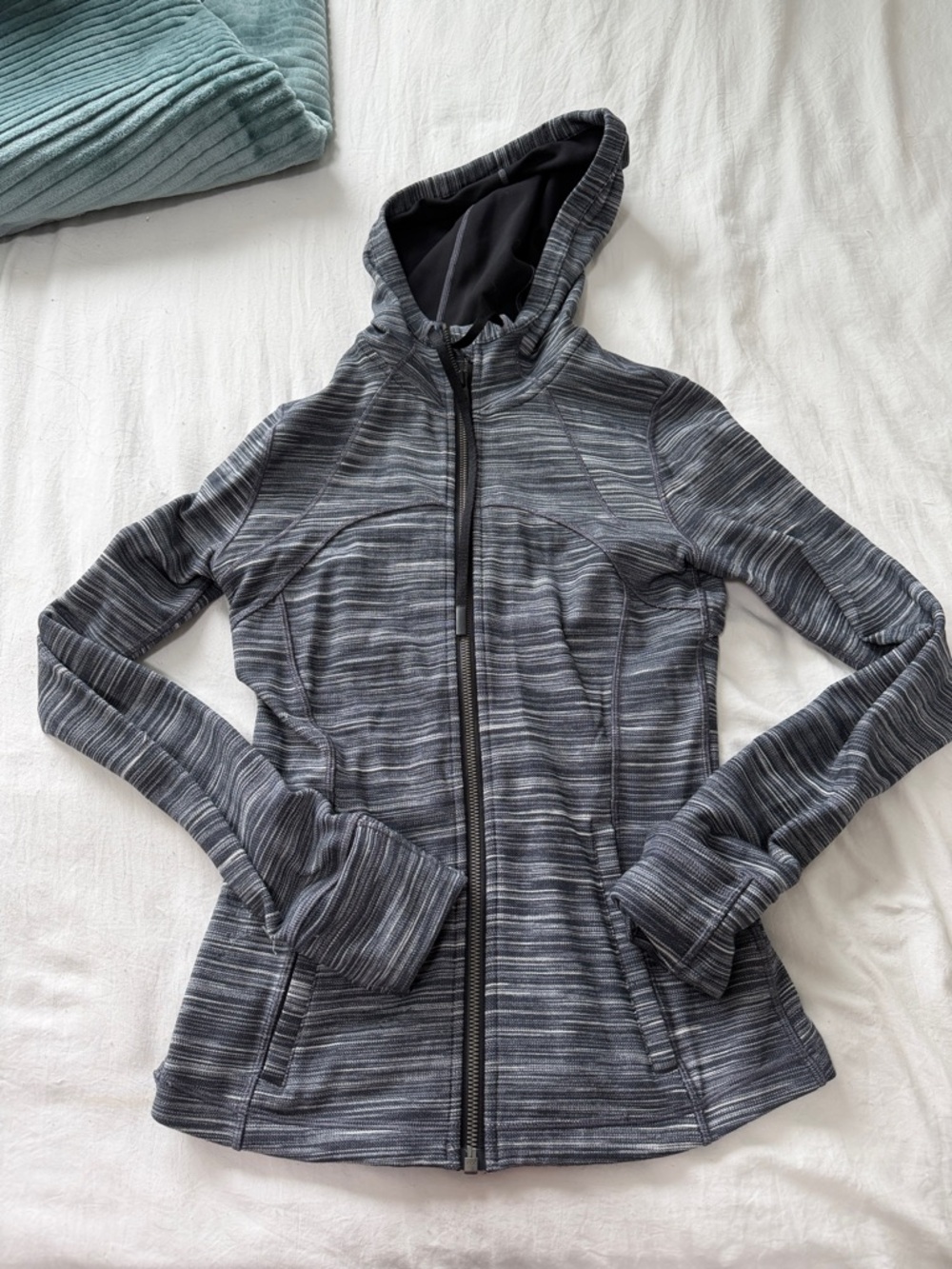 lululemon athletica Define Striped Gray Hooded Zip Jacket